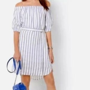 Michael Kors Off the Shoulder Linen Dress, 3/4 Sleeves, Size XS